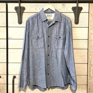 Lucky Brand Dungarees Blue Hemp Button Up Shirt | L